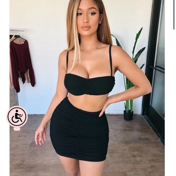 OOTDFash Pants - Black 2 piece skirt set